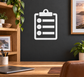 White clipboard vinyl decal with three line slots and three dot markers