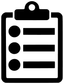 Black clipboard vinyl decal icon with three dots and three horizontal bars