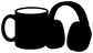 Black mug and headphones vinyl decal graphic on white