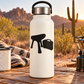 MarksmenCX019 vinyl decal of black camping stool and range bag on a white bottle