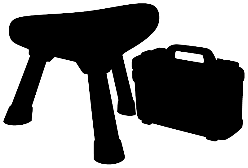 MarksmenCX019 vinyl decal, black range stool with bag silhouette