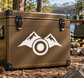 Marksmen vinyl mountain target decal on tan surface, black mountain and target icon