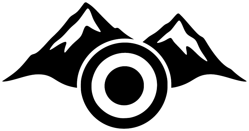 Vinyl mountain target decal, black mountains with white rings and central target