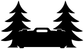 Marksmen Pine Range Weekend vinyl decal design: pine trees and vehicle silhouette
