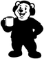 Black and white bear holding a coffee mug vinyl decal