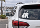 Capybara team captain vinyl decal on car rear window, black and white mascot