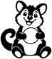 Black-and-white vinyl decal of seated cartoon mascot animal, smiling with paws on belly.