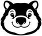Black and white wombat face vinyl decal with large eyes and rounded ears
