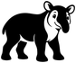 Tapir mascot vinyl decal showing full black-and-white tapir standing