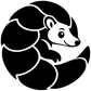 Pangolin mascot vinyl decal logo, black-and-white head and curved body