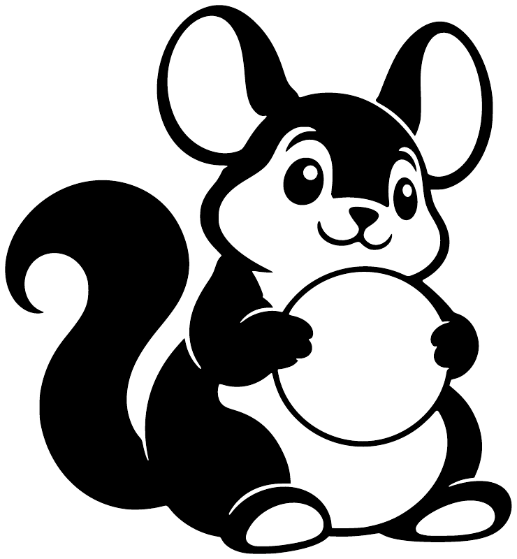 Black-and-white chinchilla mascot vinyl decal holding a large heart