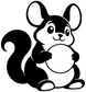 Black-and-white chinchilla mascot vinyl decal holding a large heart