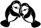 Black-and-white vinyl manatee huddle decal, two manatees in a hugging pose