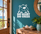 Bear mascot vinyl decal with 'Big Heart Big Cheer' text, white design