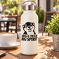 Panda mascot vinyl decal: 'Small Team Big Spirit' text, black and white