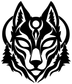 Black and white wolf mask head vinyl decal with tribal eye and fur details