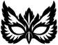 Black owl feather mask decal, close-up with winged eye shapes