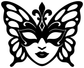 Black and white butterfly masquerade mask vinyl decal with decorative flourishes