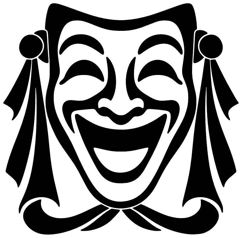 MaskCX011 — Comedy Theater Portrait ; preview rendered from the saved vector PDF