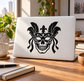 Skull carnival mask vinyl decal, black skull mask with ornate curls and fleur-de-lis