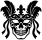 Skull carnival mask vinyl decal, black ornate masquerade mask with skull teeth and eye shapes