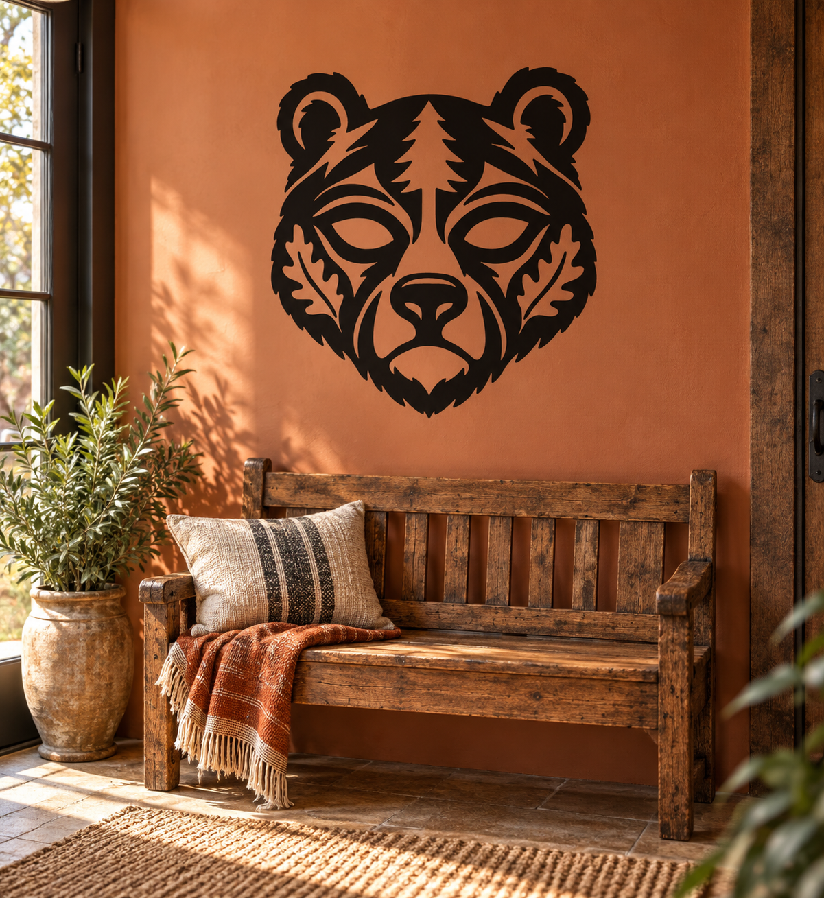 MaskCX020 — Bear Woodland Mask; illustrative application of the exact PDF artwork