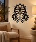 Black lotus spirit face mask vinyl decal with flame and floral details