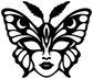 Butterfly mask vinyl decal, black winged face with white accents