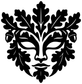 Black oak crown mask vinyl decal with leafy crown and central mask