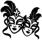Two black carnival mask faces vinyl decal, close-up