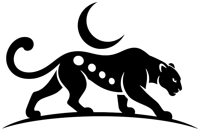 Black jaguar prowler vinyl decal silhouette with crescent moon
