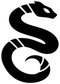 Black-and-white serpent curl vinyl decal graphic, isolated on white background