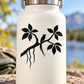 Black bird and floral vine vinyl decal on light bottle surface