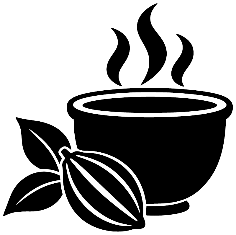 Coffee cup steam vinyl decal with cocoa beans, isolated on white