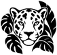 Jaguar face vinyl decal with leaf frame, black
