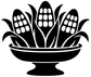 Black vinyl offering bowl decal with three corn cobs and grid kernels