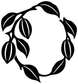 Circular cacao pod branch wreath vinyl decal in bold silhouette