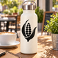 Vinyl decal: black leaf spiral emblem on off-white bottle