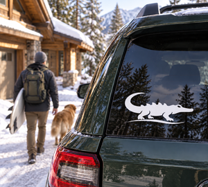 Crocodile river sweep vinyl decal on car rear window