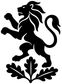 Black lion vinyl decal silhouette with flowing mane and leaf accents