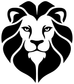 Lion face crest vinyl decal, black lion head with white highlights