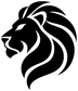 Black and white lion head profile vinyl decal, bold graphic