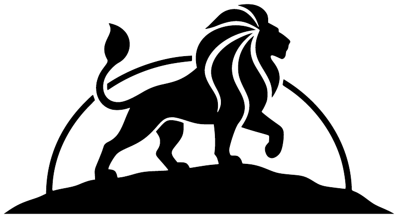 Black lion on sun horizon vinyl wall decal silhouette