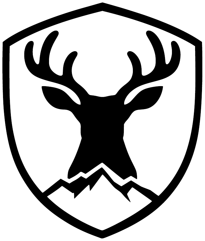 Black stag shield emblem vinyl decal with curved shield outline