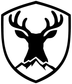 Black stag shield emblem vinyl decal with curved shield outline