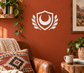 White laurel shield vinyl decal with flame emblem