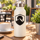 Medieval shield vinyl decal with black mountain icon on a white background