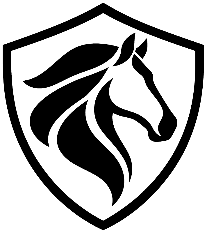 Black-and-white horse head shield vinyl decal emblem