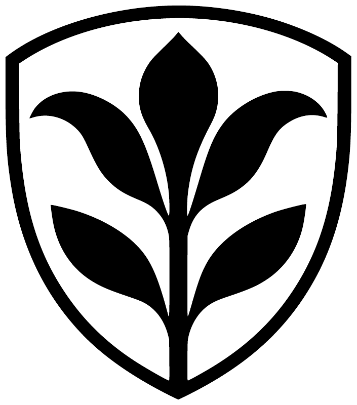 Lily emblem vinyl decal in a shield outline, black and white graphic