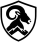 Black shield logo vinyl decal with ram head and mountain zigzag